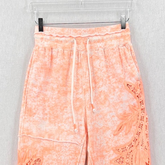 FREE PEOPLE Movement Sweatpants Womens XS White Neon Orange Sun and Done Jogger - Picture 5 of 16